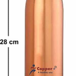 Copper+ Plain Design Pure Copper Water Bottle 1 Liter, Copper is an essential element that serves many functions in the body. Drinking copper-enriched water before you eat can help purify your digestive system and make it easier to digest food. It also supports bone health, brain function and a variety of bodily functions.