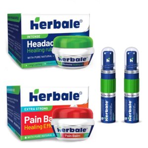 Herbale Double Action Relief Balm provides you with the lasting solution to help take care of your various types of body pain such as headaches. The relief balm helps reduce these pain levels quickly and safely.