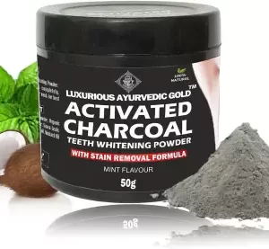 Luxurious Ayurvedic Gold Activated Charcoal Teeth Whitening Powder Mint