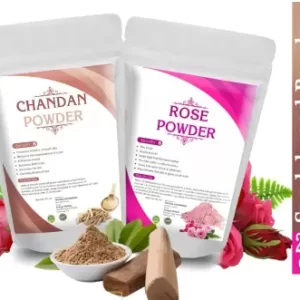 Mewar Impex Combo Pack of Organic Rose Petals Powder & Organic Chandan Indian Sandalwood Powder